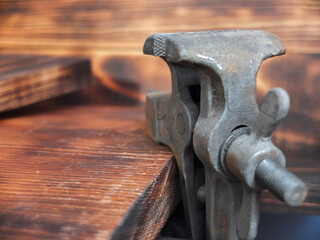 Iron vise close-up