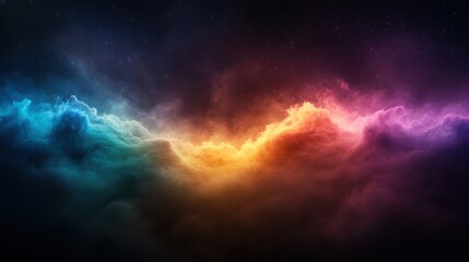 Obraz premium A breathtaking array of multicolored clouds stretches across a starry night sky, blending vivid hues into a mesmerizing spectacle of nature's beauty and wonder.