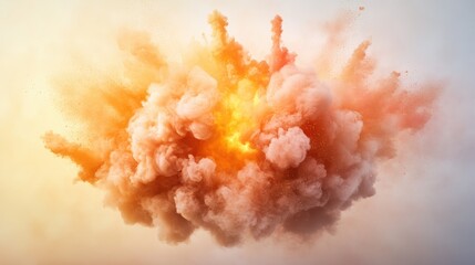 A vivid explosion of orange and yellow smoke creates a dynamic and fiery visual display, capturing the essence of energy, power, and transformation.