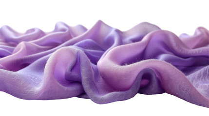 Lustrous Lavender Waves, Richly Detailed, Silky Texture, Flowing Fabric Elegance, Soft Purple Undulations Isolated on white background or PNG