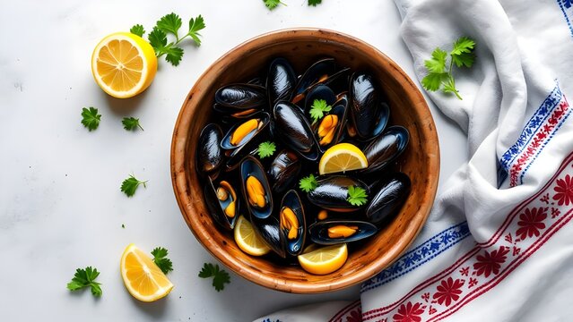 Choritos al Vapor (Steamed Mussels) with Lemon (Chilean Cuisine)