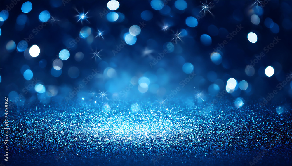 Poster a dark blue background featuring sparkling glitter and bokeh lights creates an abstract dar_1(40)