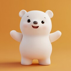 Naklejka premium Adorable Minimalist Cartoon White Bear Character on Blue Background – Perfect for Kids and Nursery 