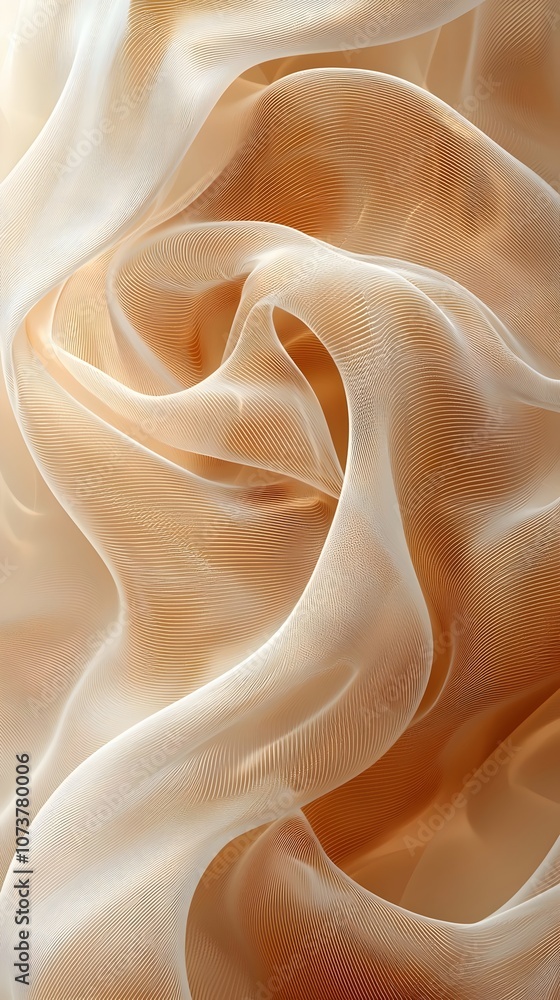 Aufkleber delicate, flowing fabric in soft beige and sheer white, creating an elegant and ethereal texture tha