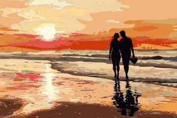 walk on the beach, valentine day