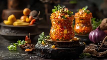 An Artistic Display of Colorful Achar - Celebrating the Art of Fermented Condiments in Culinary Culture