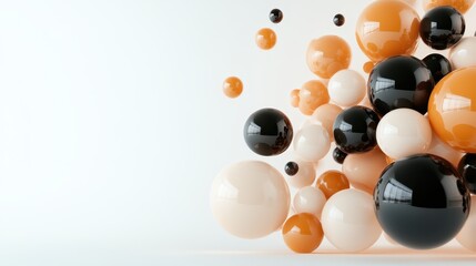 A stunning array of interconnected black, cream, and orange spheres creates a captivating abstract image that speaks of unity, harmony, and balance.