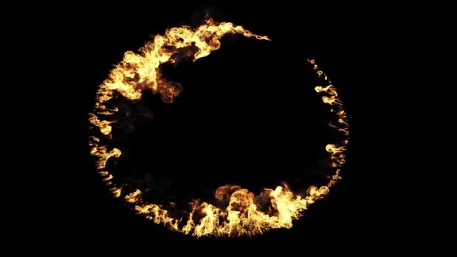Circle of fire burning top down view with transparent background
3d rendering of fire simulation with alpha channel (transparent background)
