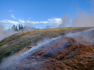 Thermal Geological runoff flows into the Snake River from the geological geysers