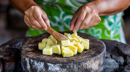 A Cultural Exploration of Poi: Traditional Hawaiian Fermented Taro Dish in a Vibrant Tropical Setting