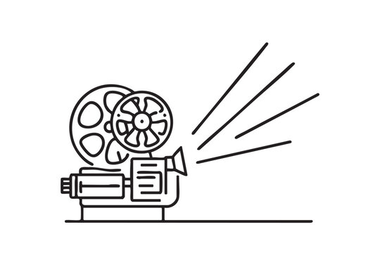 black and white film projector icon clip art preview