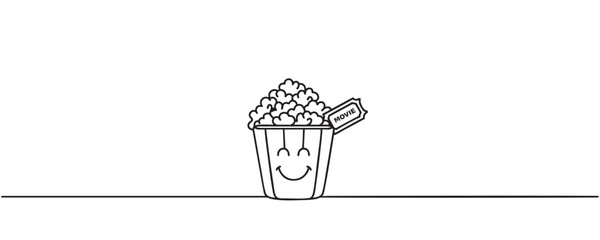 Popcorn in a glass continuous one line drawing. Vector illustration