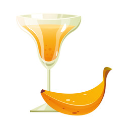 Banana juice glass isolated on white background. Vector flat graphic design illustration