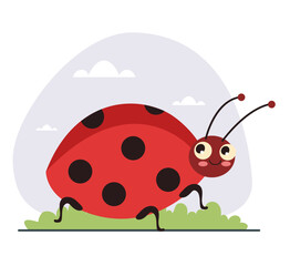 Insect cute bug beetle ladybug isolated set. Vector graphic design illustration