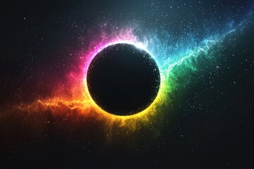 Obraz premium Spectacular black hole with vibrant rainbow light display