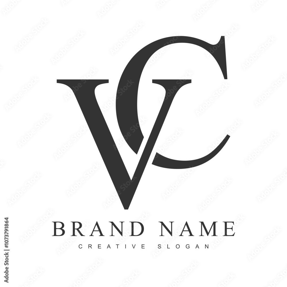 Fototapete vc trendy logotype template. initial letter v and c classic font style. creative logo for company na
