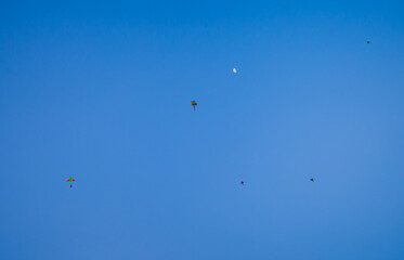 Kids Flying Kites Under a Clear Sky Peaceful and Joyful Outdoor Scene. High quality photo