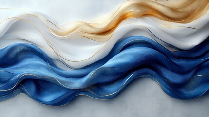 Obraz premium Elegant Gradient of Gold, White, and Blue Textiles