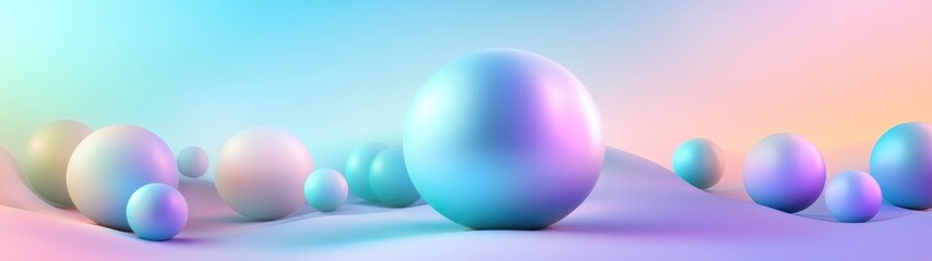 Polyvision Abstract 3D Render Background With Colorful Orbs In Purple And Blue