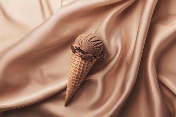 chocolate ice cream on white background