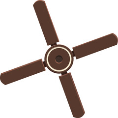 Four blade ceiling fan spinning to circulate air and provide cooling on a hot day