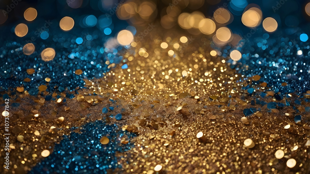 Poster sparkling blue and gold abstract background: a captivating abstract background featuring a mesmerizi