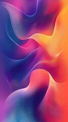 An abstract wave pattern featuring vibrant hues of orange, pink, and blue, creating a sense of fluidity and movement against a dark background.