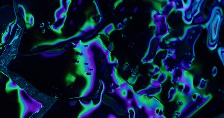 Foil holographic. Color variation. Imaginary reflections deformed surface. Fluctuating dispersion flow light spectrum fiction psychedelic wavy gradient.