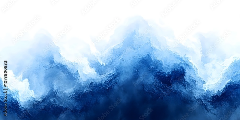 Poster an abstract representation of azure ocean waves, showcasing a gradient of blues and whites that evok