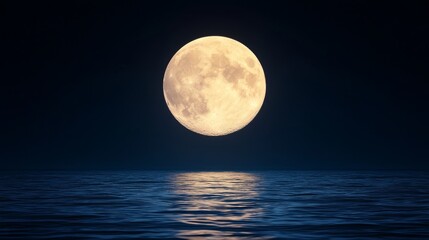 Fototapeta premium Glowing Full Moon Over Serene Night Sky