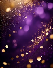 royal purple background with sparkling gold glitter bokeh