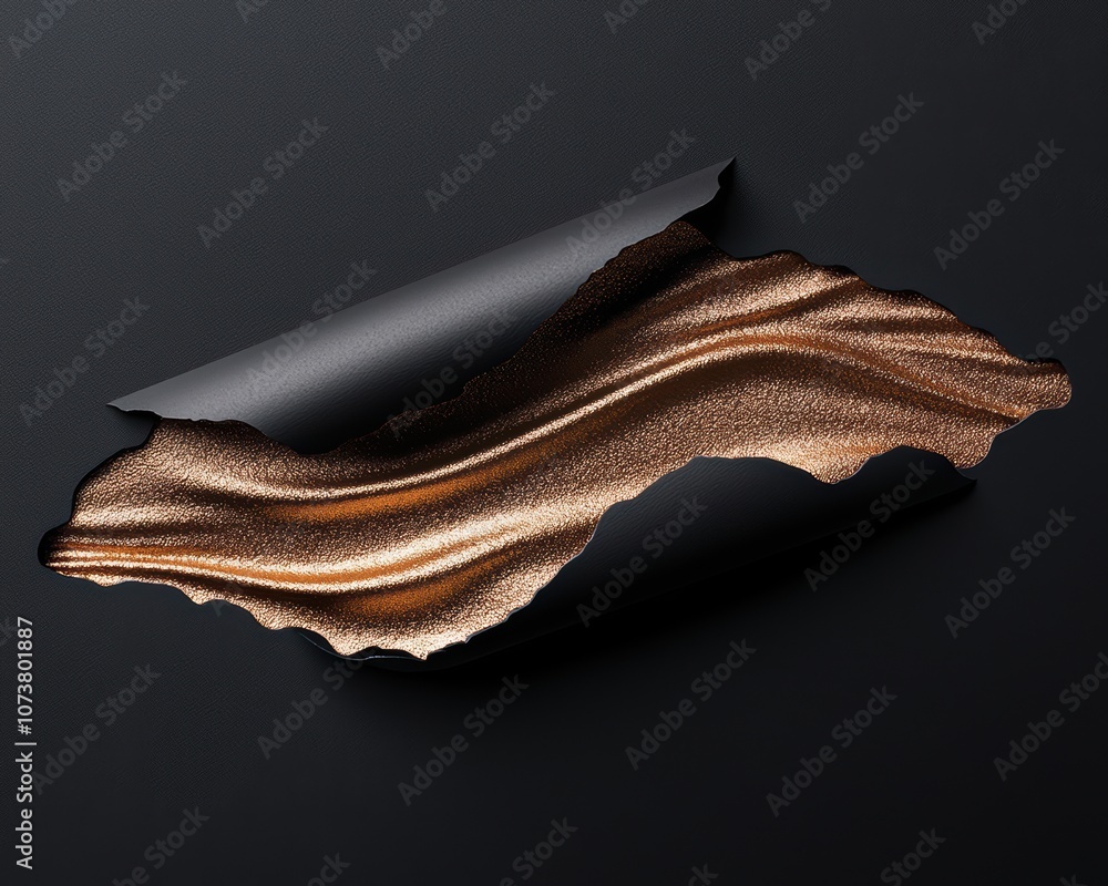 Poster an abstract design featuring a flowing wave of textured bronze, elegantly contrasted against a smoot