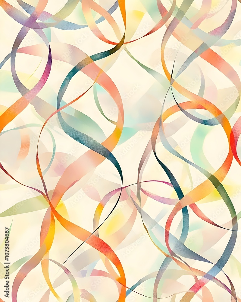 Aufkleber a vibrant abstract pattern featuring flowing ribbons in various colors, creating a whimsical and col