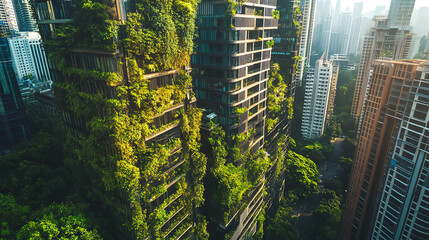 Obraz premium Modern City Skyline with Skyscrapers and Urban Architecture Featuring Tall Buildings and a Vibrant Downtown