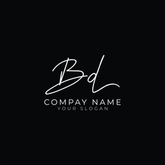 handwriting letter BD signature monogram logo design