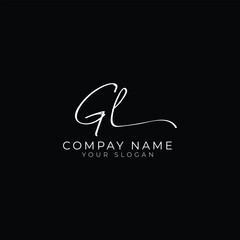 handwriting letter GL signature monogram logo design