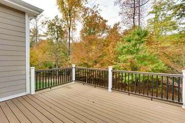 Fototapeta premium Elevated Deck Overlooking Trees In Serene Setting