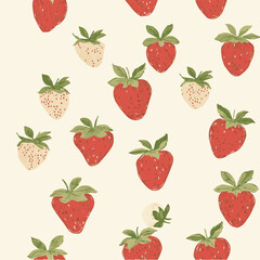 Vector of Strawberry Fruit Seamless Pattern