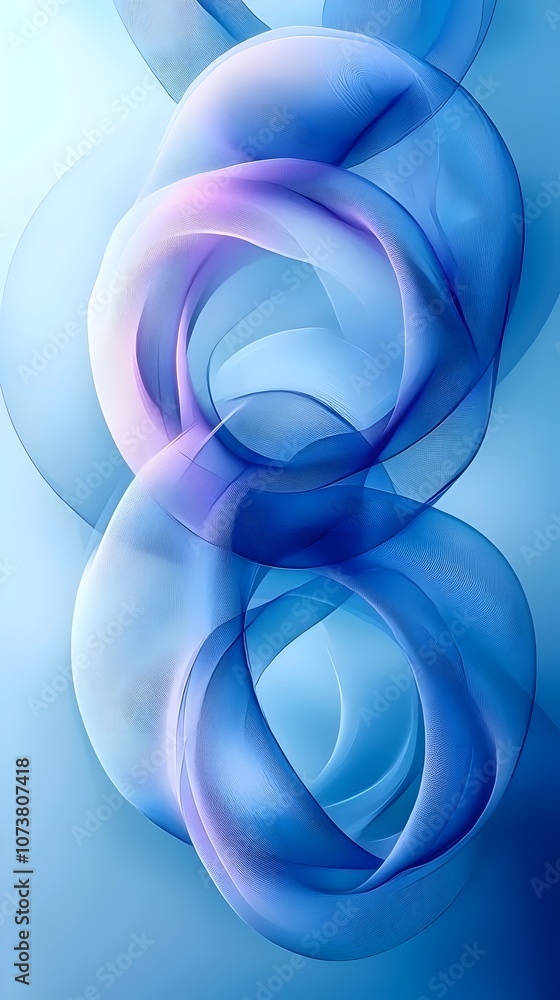 Aufkleber an abstract composition featuring swirling translucent blue and violet shapes, creating a sense of d