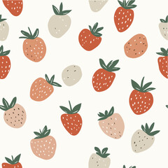 Vector of Strawberry Fruit Seamless Pattern