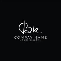 handwriting letter BK signature monogram logo design