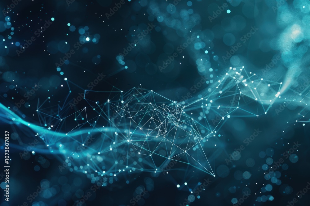 Poster abstract digital network with glowing points and lines