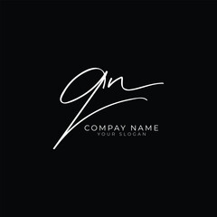handwriting letter qn signature monogram logo design