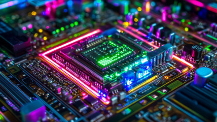 Fototapeta premium circuit board with glowing lines