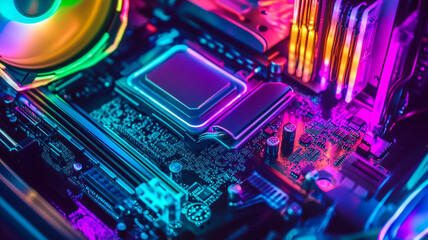 Fototapeta premium circuit board with glowing lines