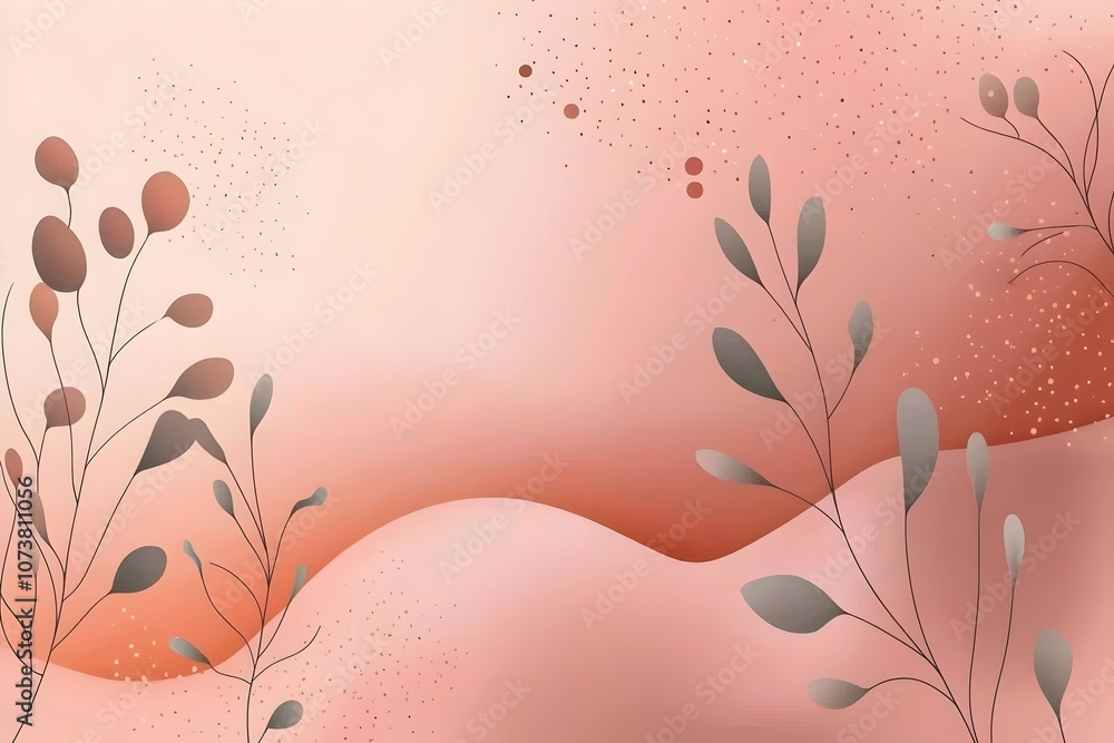 Poster a serene abstract design featuring soft pastel hues with organic shapes, complemented by delicate le