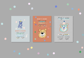 Cute Birth Posters With Bear Layout