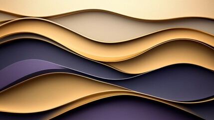 Fototapeta premium Elegant waves of gold and purple create a mesmerizing abstract design, AI