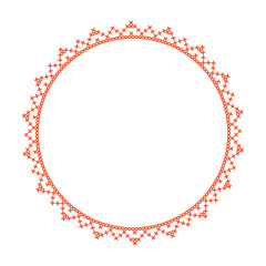 Round frame cross-stitch motifs folk embroidery
