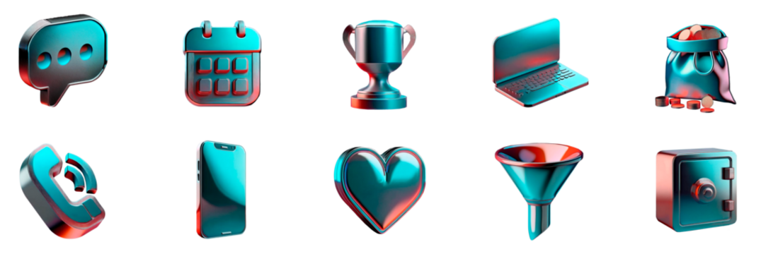 3D Metallic Icon Set: Finance, Marketing, Technology, and Busines